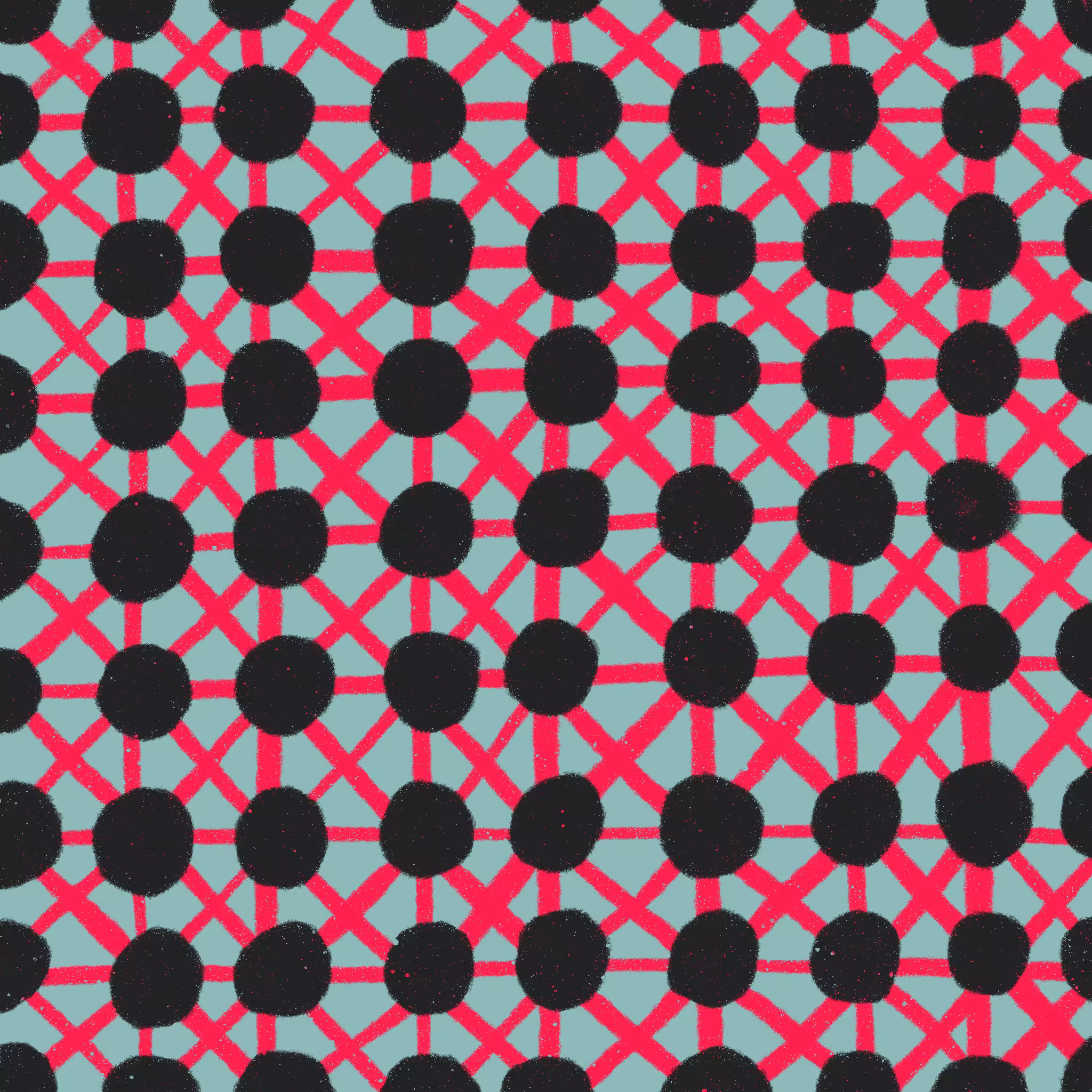 Black dots and red crosshatch pattern