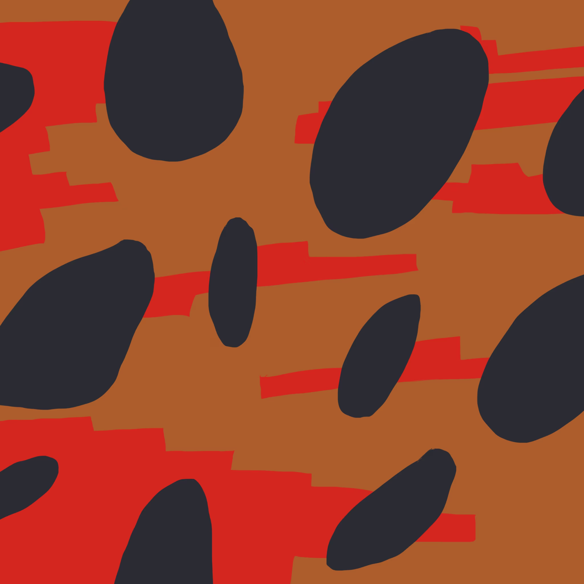 Black pebbles on rust pattern