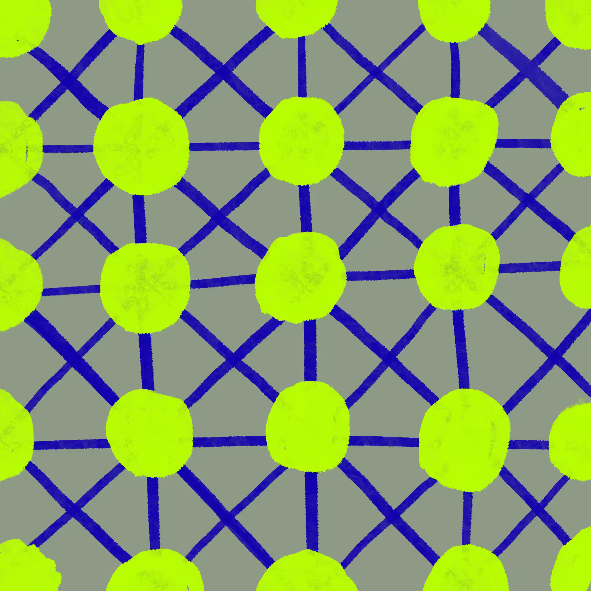 Lime dots on a navy grid pattern