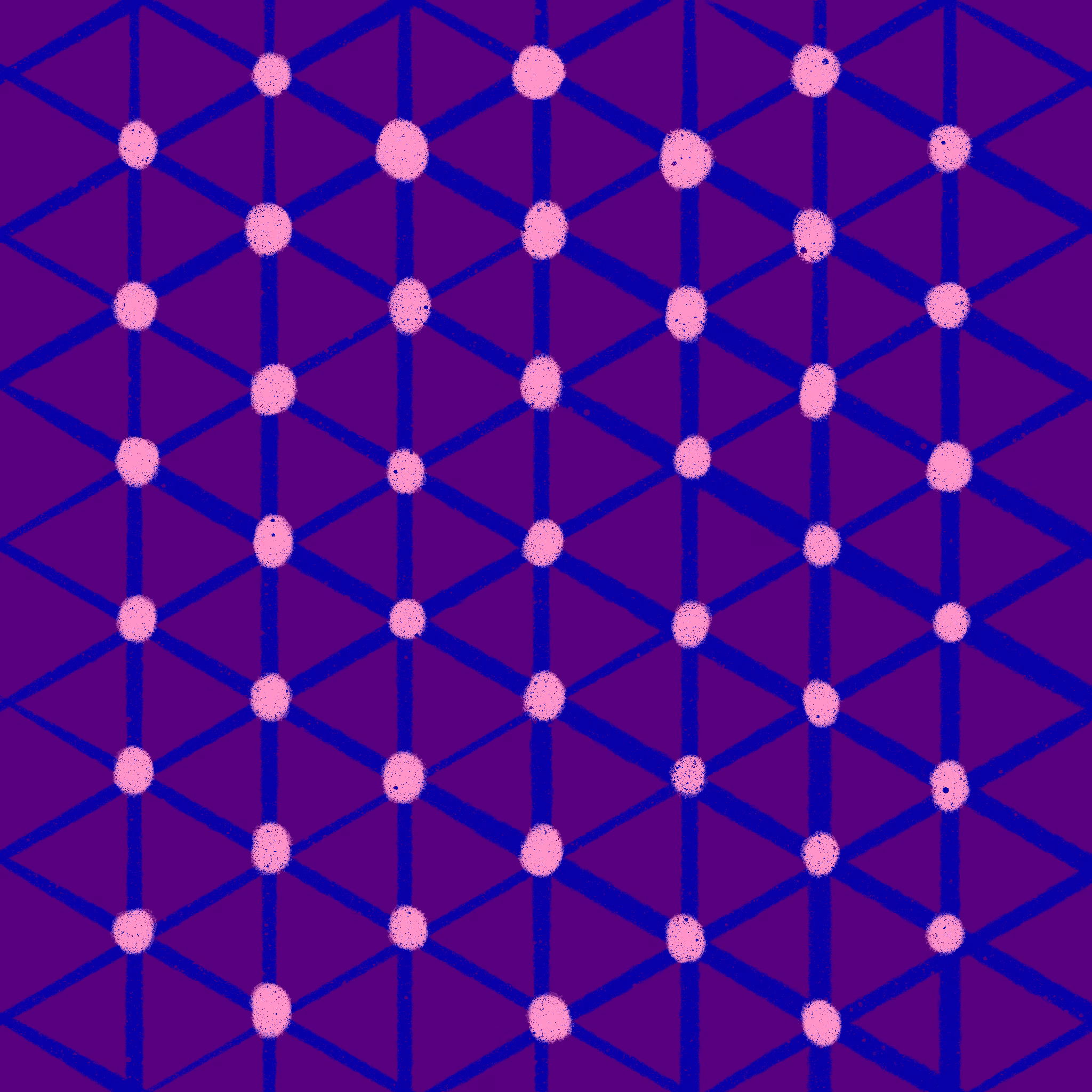 Pink dots on a purple grid pattern
