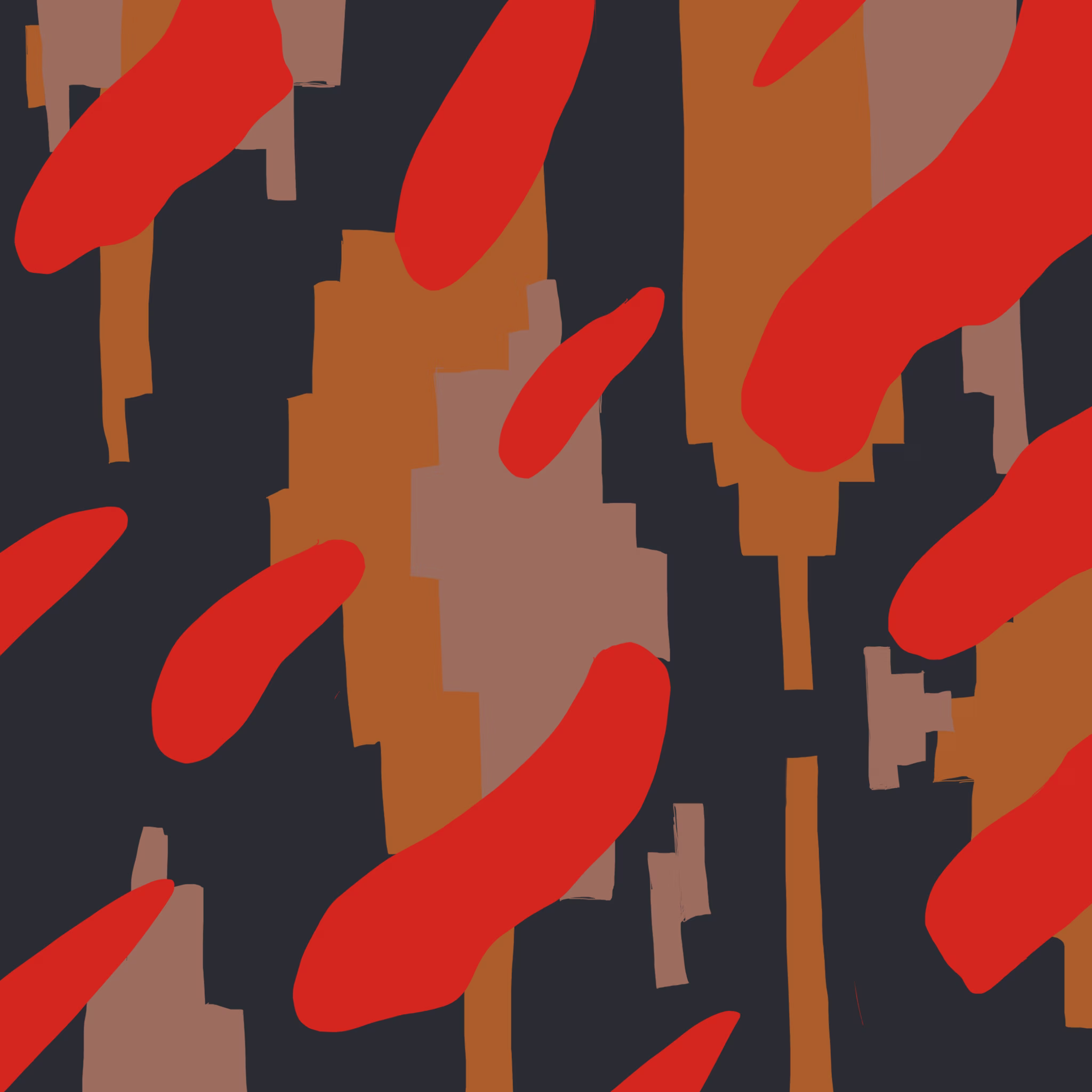 Red strokes on camo pattern